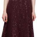 S.L. Fashions Women's Midi Length Sequin Fit and Flare Dress (Missy Petite), Lace Fig, 12