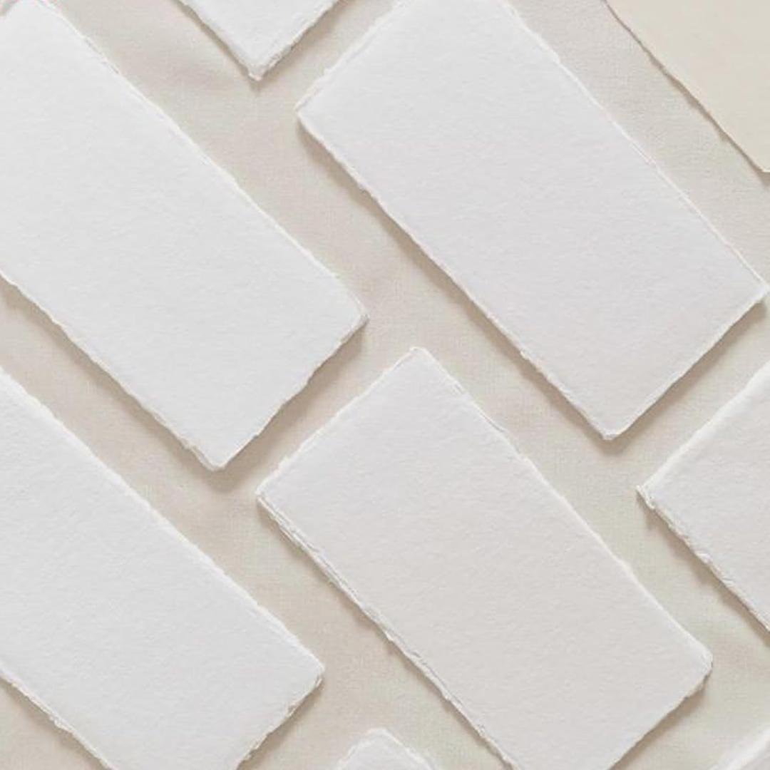 Handmade Cotton Deckle Edge Paper Ideal for Wedding Invitations, Menu Cards, Calligraphy, Watercolor, Postcards, Crafts, and Announcements - Thick 150 GSM, Pack of 100 Sheets (9" x 4" Off-White)