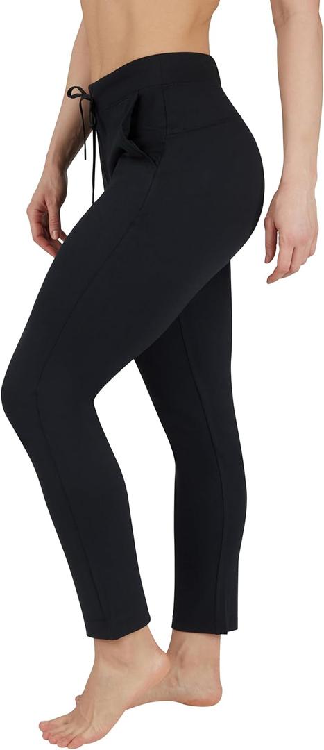 Yogalicious Womens Straight Leg Pant High Waisted Yoga Workout Pants (Large, Black)