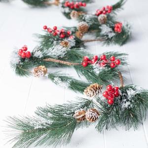 Artificial Red Berry and Juniper Pine Garland for Christmas Displays and Holiday Decorating by Factory Direct Craft