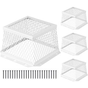 Pasimy 4 Pcs 7" L X 7" W X 5" H 3/8 Stainless Steel Vent Guard, White