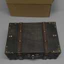 Wooden Box with Lid Vintage Treasure Chest with Hinged Lid Decorative Lock box Keepsakes Boxes (L)