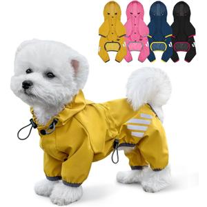 Dog Raincoat, Waterproof Dog Rain Jacket with Hood, Rain Coat with Leash Hole, Reflective Strap for Dogs, Lightweight Puppy Clothes(Yellow,L)