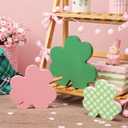 Yookeer 3 Pieces St. Patrick's Day Decorations Wooden Shamrock Table Signs Saint Patty's Day Shamrock Decorations Irish Themed Table St. Patrick's Centerpiece for Home Desk Office Party(Fresh)
