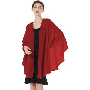 BEAUZSUZSANA Summer Shawls and Wraps for Women Evening Dresses Bridal Wedding Lightweight Party Travel Chiffon Scarf Red
