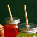 2 x YAOSHENG Paper Straws for drinking, 100 Pack Orange Striped paper straws for Party Supplies,Birthday,Wedding,Bridal/Baby Shower,Juice, shakes,Smoothies,cocktail (Orange)