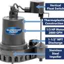 Superior Pump 92072-U 1/3 HP Remote Sink Drain Pump System, Black