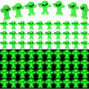50 Pcs 50 Pcs Mini Alien Figures Glow in The Dark Space Ship Tiny Little Small Alien Figurine for Prank Rubber Toys Bulk Gift Space Party Favors Hide and Seek Christmas Stocking Stuffer