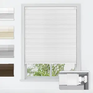 LazBlinds No Drill Cordless Cellular Shades, 35" W x 64" H, White