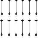 12 Packs Pendant Light Kit Cord, Hanging Light Socket Lamp Holder with Adjustable 4ft Lantern Wire Screw in E26 Edison Base Bulb for Kitchen Dining Room,Black