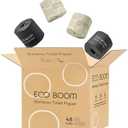 ECO BOOM Unbleached Bamboo Toilet Paper, 48 Mega Rolls, 100% Tree-Free 3-Ply, Plastic-Free Packaging, 360 Sheets | PFAS Free, BPA Free, Septic Safe & FSC Certified