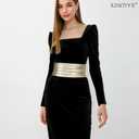 XZQTIVE Wide Elastic Belts for Women Dresses Black Waist Corset Belt for Women Fashion Wide Stretchy Belts (Fits Waist Sizes 36-40 in(leather part 14.2 in), Width:4in Braided Gold)