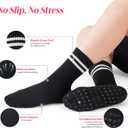 2 x COOLMATE Pilates Socks with Grips for Women, Yoga Socks, Crew Non Slip Women for Barre, Pilates Gifts for Women
