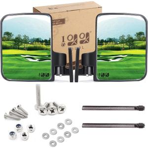10L0L Golf Cart Side Mirrors Compatible with Yamaha Club Car EZ-GO and Others Round or Square Tube Golf Cart Roof Bracket, No-drilling Required