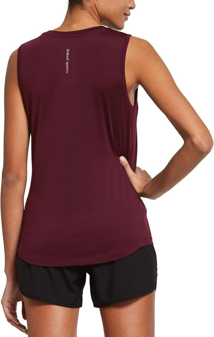 baleaf Workout Tank Tops for Women Sleeveless Running Athletic Loose Fit Yoga Tops Active Shirts Sports Gym Exercise (Medium, Deep Burgundy)