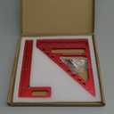 Large Carpenter Square 6.5''x5.79''Protractor Ruler with 3D Multi-Angle Measuring and Scribing Features with Anti-Lost Pin for Accurate Woodworking & Construction (Red)