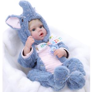 Baby Doll, 20 Inch Realistic Reborn Baby Doll with Blue Elephant Outfit, Hand-Rooted Blonde Hair, Real Life Baby Dolls with Accessories for 3+ Year Old Girls Gifts