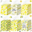Yeaqee 24 Pcs Lemon Gift Bags with Handle Yellow Gift Bags Summer Fruit Candy Treat Goodie Pouches Wrapping Fresh Lemon Paper Pouches for Summer Wedding Birthday Party Supplies