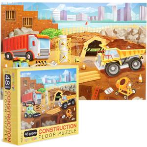 BLUE PANDA 48 Piece Jumbo Floor Puzzle for Kids Ages 3-5 and 4-8 - 2x3 Feet Giant Jigsaw Puzzles for Toddler Preschool Learning and Construction