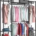 Garment Rack Heavy Duty Clothes Rack for Hanging Clothes,Metal Garment Rack,Freestanding Clothing Rack,Adjustable Custom Closet Rack,54" L x 13.8" W x 75.8" H, Max Load 750LBS,Black