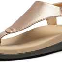 UTENAG Women's Arch Support Sandals Orthotic Adjustable Thong Flip Flops Shoes (8.5, Rose Gold)