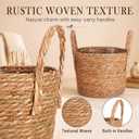 Novabright 2 Pcs Fall Woven Basket Planter, Autumn Wicker Planter,12'' | Cattails Basket with Handles, Stylish Flower Pots Cover, Natural Room Decoration, for Indoor and Outdoor Porch