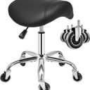 ANWBROAD Saddle Stool with Wheels Ergonomic Swivel Adjustable Rolling Stool with PU Leather Thick Wide Saddle Seat Padding Comfortable Rolling Saddle Chair for Salon Massage Clinic Black UWSS001B, 14.6 X 14.7 X 20.6 Inches
