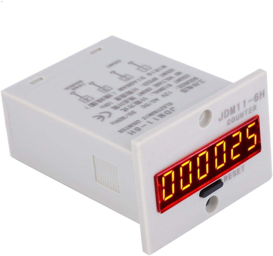 Electronic Counter,JDM11-6H No Voltage Counter 6 Digits Electronic LED Digital Display Counter Relay (AC/DC12V)