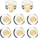 Hotop 8 Pieces Glass Cabinet Knobs Crystal Pulls Gold Cabinet Dresser Handle Bulk Brass Drawer Pull for Furniture Kitchen Cupboard Hardware Office Nightstand Decor (Round Style)