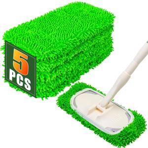 Mop Pads for Swiffer Sweeper Reusable Microfiber 5PCS Dry Wet Replacement Mop Pad Refills Sweeping Mopping Cloths for Floor Cleaning (Green)