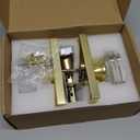 Glass Door Knobs Interior with Lock, Crystal Gold Door Knobs Privacy Door Knob for Bedroom and Bathroom Satin Brass