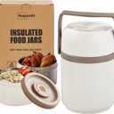 51 oz Adults Vacuum Insulated Wide Mouth Soup Food Thermos Hot Food Jar with Keep Thermal Portable 2 Tier Stackable Bento Hot Food Containers Lunch Boxes (White, 51)