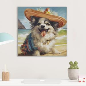 Madison Park Dog Wall Art Cute Animal Decor for Kid's Bedroom, Home Office Conversational Piece, Bathroom Decor, Gifts for Dog & Beach Lover, Baby Shower, Birthday, Hang Ready, Chihuahua Canvas (16L" x 16W")