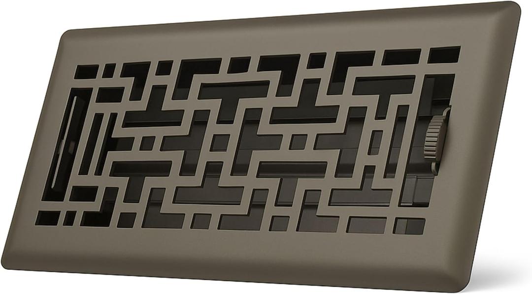 2 x Precision Flow 4"x14" Steel Floor Register - Oriental Design, Metallic Bronze Finish - Premium Home Vent Covers, Durable & Decorative - Fits 4"x14" Duct Openings, Easy Installation