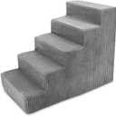 Best Pet Supplies Dog Stairs for Small Dogs & Cats, Foam Pet Steps Portable Ramp for Couch Sofa and High Bed Non-Slip Balanced Indoor Step Support, Paw Safe No Assembly - Gray, 5-Step