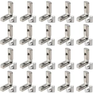 20pcs/lot 1" x 1" Aluminum Extrusion Profiles 1010 Series L-Shape Interior Corner Connector Joint Bracket with Screws for 10x10 Aluminum Profile 1 Inch x 1 Inch Extrusion Profiles Rail