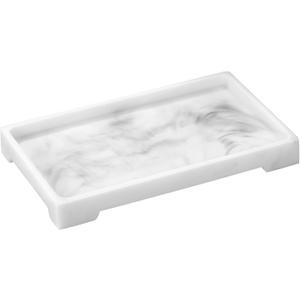 Luxspire Resin Vanity Tray, Bathroom Toilet Tank Storage Tray, 9.6 x 6 inch Kitchen Sink Trays Decorative Serving Tray, Vanity Countertop Organizer for Makeup Towel Perfume Holder, M, White Marble (B - White Marble)