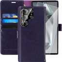 MONASAY Wallet Case Fit for Samsung Galaxy S24 Ultra 5G[Lens & Glass Screen Protector] [RFID Blocking] Flip Folio Leather Cell Phone Cover with Credit Card Holder, 6.8 inch, Purple