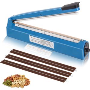 16 Inch Impulse Heat Sealer Machine for Plastic Bags PE PP Bags and Kraft Paper Bag, Cookie Bag Sealer, Manual Poly Bag Hot Seal Sealing Machine with Extra Replace Element Grip