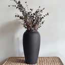 Rustic Ceramic Vase  13.8" Large Black Ceramic Vase for Home Decor, Modern Terracotta Floor Vase for Living Room, Entryway, Kitchen, Black Vases for Centerpieces, Housewarming Gifts