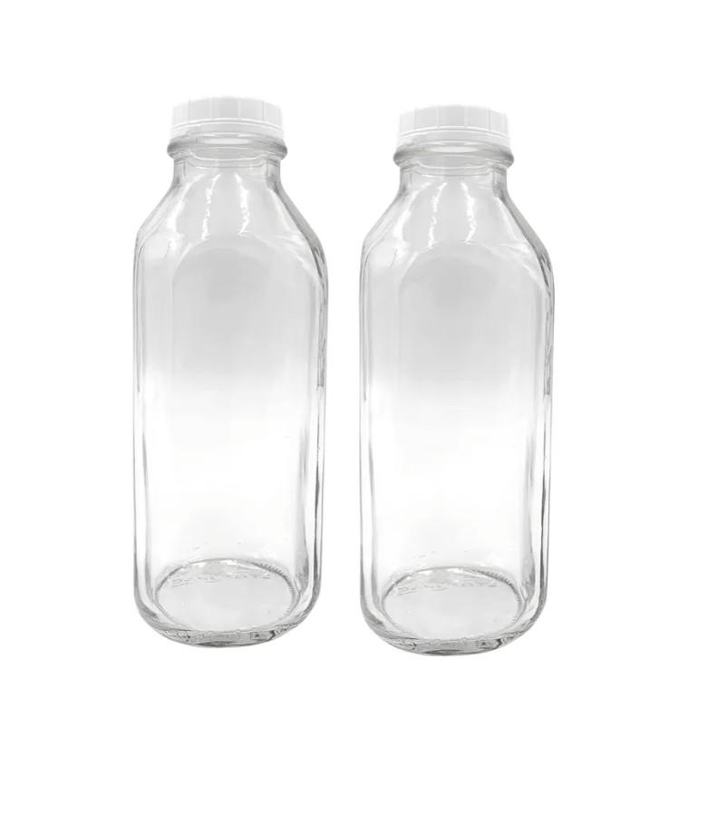 2pcs Transparent Glass Milk Bottles with Lid Pudding and Juice Containers for Home Use Beverage Storage for Fresh Milk Juices and More