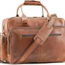 Handmade World Large Leather Briefcase Duffel Bag For Men 'BossWell Office' Fits 18 Inch Laptop Messenger For Business Travel (Brown)