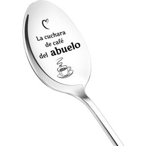 LemonRoad Abuelo Gifts in Spanish, Papa's Coffee Spoon, Birthday Coffee Tea Stainless Steel Spoon for Granddaddy Father in Law, Announcement Pregnancy Everyday Gift