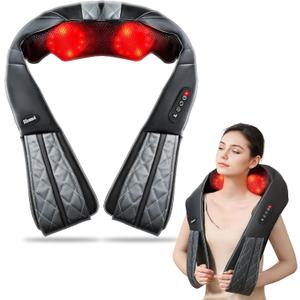 Neck Shoulder Massager with Heat - Rechargeable Back and Neck Massage Pain Relief Deep 5D Tissue Shiatsu Kneading Massager for Shoulder Back Leg Gifts for Mom Dad Men Women Her Him