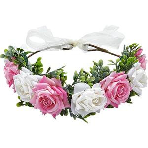 WADORN 1PC Floral Wedding Dog Collar Breathable Cloth Adjustable 5.1x2.4in Flower Necklace for Dog Ring Bearer Outfit Cat Bride Groom Accessories Pet Photography Christmas Birthday Celebration