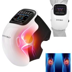 DTOKO Knee Massager -Large Screen, Adjustable Temperature, Cordless Knee Massagers with Heat and Vibration, Portable Wearable Knee Massager New Years Eve Valentine's Day Gift for Family - White
