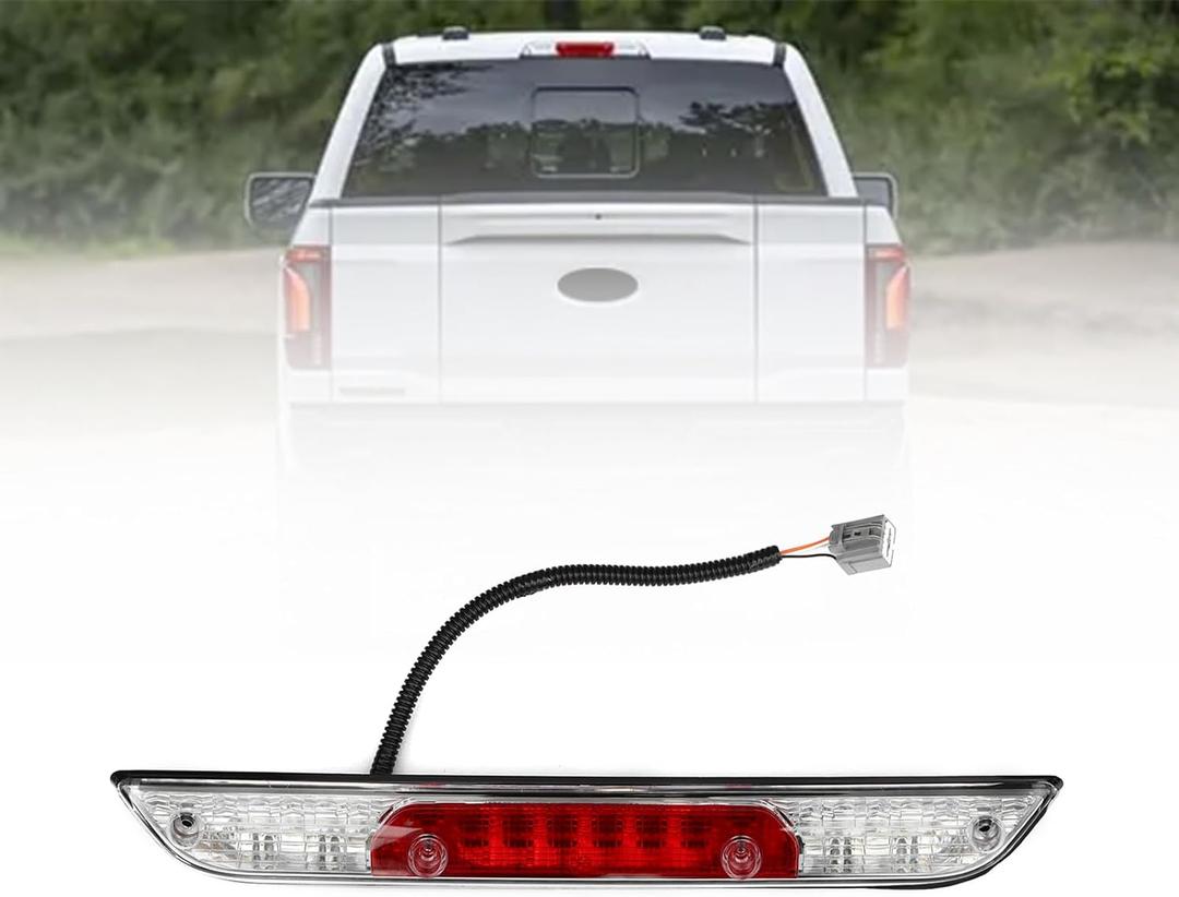 YHB Center High Mount Stop Light & 3rd Brake Light Compatible with Ford 2021 2022 2023 2024 2025 F-150 LED w/o Camera Hole (2021-2025 F-150 Clear)