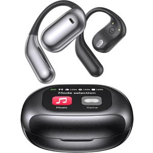 EUQQ Ultra Open-Ear-Headphones Wireless Bluetooth - Ergonomic Pro Bone Conduction Earbuds with Soft, Airy Silicone Design, Over-The-Ear Earbuds for Running, Sports, Fitness and Workouts, Charcoal