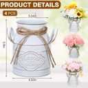 Roshtia 4 Pcs 6 Inch Vintage Galvanized Milk Can Vase Spring Farmhouse Metal Vases Milk Jug Vase Decor with Handle Rustic Flowers Buckets for Weddings Table Centerpiece (Retro White)