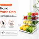 SMRCAD Refrigerator Organizers and Storage, 8 Pack with 1 Pull-Out Drawer and 7 Lidded Bins, Fruit Storage Containers for Fridge with Drain Trays, Helps Keep Produce Fresh